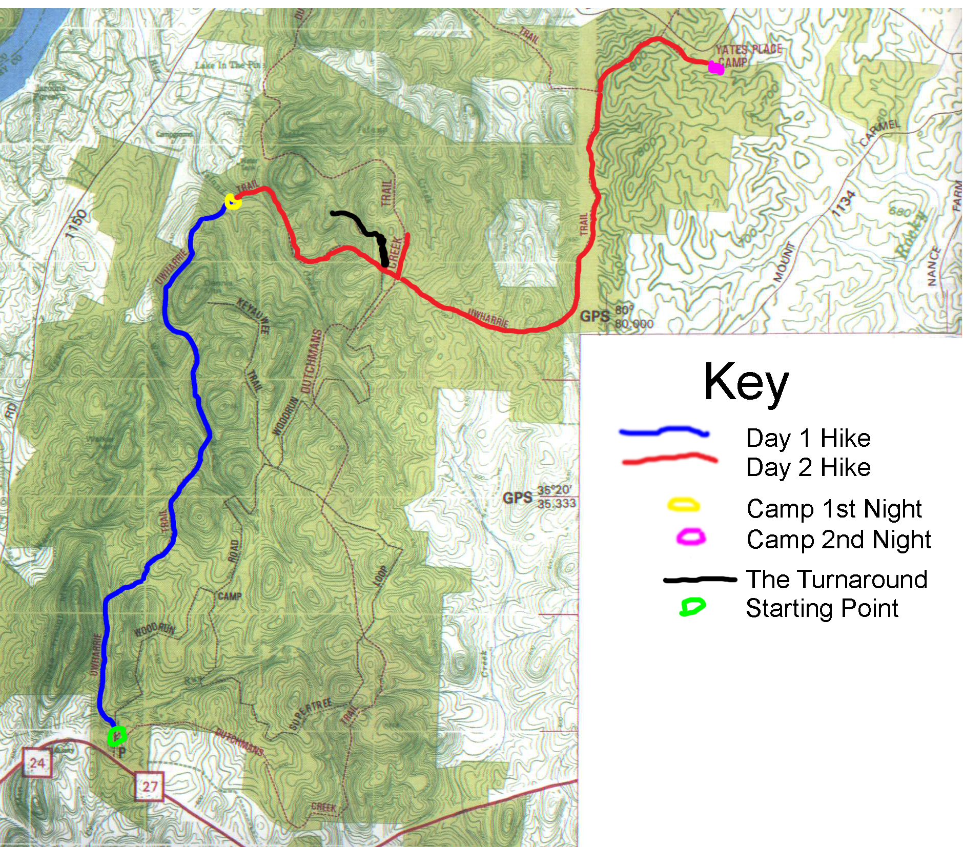 Uwharrie Trail Section that we hiked